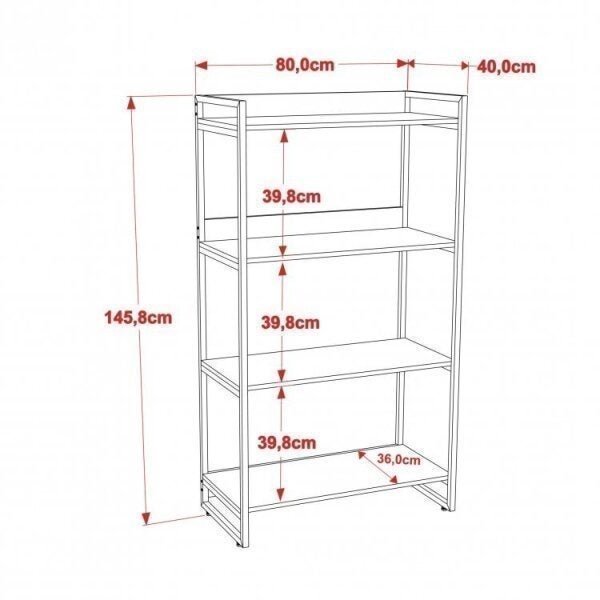 Conjunto Home Office 2 Peças com 1 Escrivaninha em L e 1 Estante 4 Prateleiras Kuadra  - 3