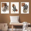 Ver imagem 2 de Kit 3 Quadros Abstratos Orgânicos - Folhas 24x18cm - com Vidro:madeira Preta