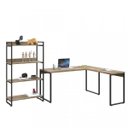Ver imagem 6 de Conjunto 2 Peças com 1 Escrivaninha em L e 1 Estante 4 Prateleiras Kuadra Industrial Yescasa Marrom