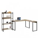 Ver imagem 6 de Kit 2 Peças com 1 Escrivaninha em L e 1 Estante 4 Prateleiras Kuadra
