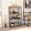Ver imagem 7 de Conjunto 2 Peças com 1 Escrivaninha em L e 1 Estante 4 Prateleiras Kuadra Industrial Yescasa Marrom
