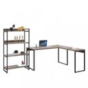 Ver imagem 6 de Kit 2 Peças com 1 Escrivaninha em L e 1 Estante 4 Prateleiras Kuadra