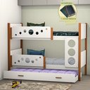 Ver imagem 2 de Beliche Infantil Solteiro Star com Cama Auxiliar com Mel Divaloto com Lousa Mágica - Branco