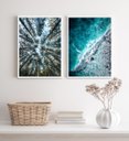 Ver imagem 1 de Kit 2 Quadros Decorativos Fotografias Árvores e Mar 24x18cm:madeira Branca
