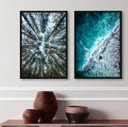 Ver imagem 2 de Kit 2 Quadros Decorativos Fotografias Árvores e Mar 24x18cm:madeira Branca