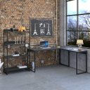 Ver imagem 1 de Kit 2 Peças com 1 Escrivaninha em L e 1 Estante 4 Prateleiras Kuadra