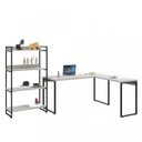 Ver imagem 6 de Conjunto 2 Peças com 1 Escrivaninha em L e 1 Estante 4 Prateleiras Kuadra Industrial Branco