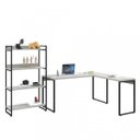 Ver imagem 6 de Kit 2 Peças com 1 Escrivaninha em L e 1 Estante 4 Prateleiras Kuadra