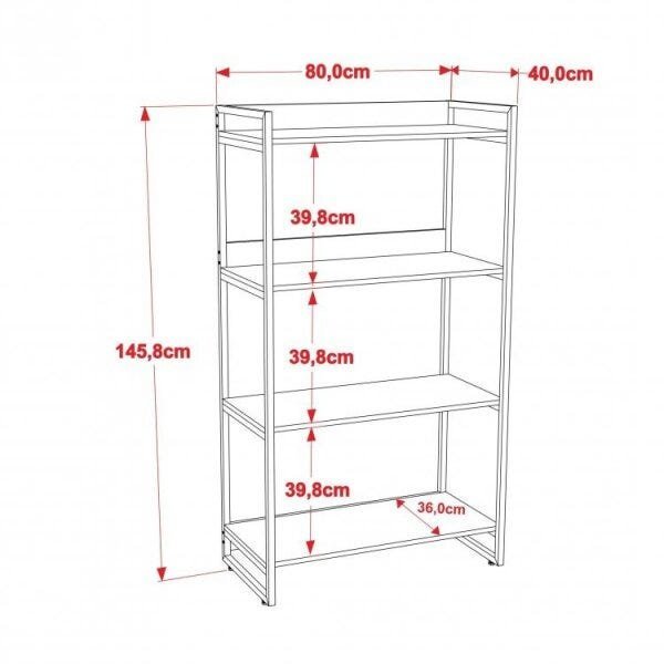 Conjunto Home Office 2 Peças com 1 Escrivaninha em L e 1 Estante 4 Prateleiras Kuadra  - 2