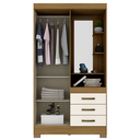Ver imagem 2 de Guarda Roupas Solteiro Com 2 Portas 3 Gavetas Com Espelho B64 Nature / Off White - Briz Móveis