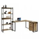 Ver mais imagens de Conjunto Industrial 3 Peças 1 Escrivaninha em L 1 Estante e 1 Gaveteiro Kuadra Preta