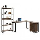 Ver mais imagens de Kit Industrial 3 Peças 1 Escrivaninha em L 1 Estante e 1 Gaveteiro Kuadra