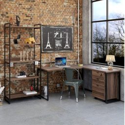 Mesa de Escritório em L Estilo Industrial 1,50Mx1,50M Kuadra Compace - 8