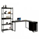 Ver mais imagens de Kit Industrial 3 Peças 1 Escrivaninha em L 1 Estante e 1 Gaveteiro Kuadra