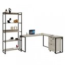 Ver mais imagens de Kit Industrial 3 Peças 1 Escrivaninha em L 1 Estante e 1 Gaveteiro Kuadra
