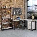 Ver imagem 1 de Kit Industrial 3 Peças 1 Escrivaninha em L 1 Estante e 1 Gaveteiro Kuadra