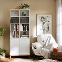 Ver imagem 1 de Estante Organizador Livreiro Ej Flow Prateleira para Sala Quarto Escritório Pés em Madeira Branco