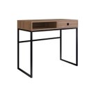 Ver imagem 2 de Escrivaninha Mesa Escritório 1 Gaveta 1 Nicho 91cm Industrial Mel Marrom