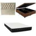 Ver imagem 1 de Cama Box Baú Bipartida Blindada + Colchão Eagle Molas Bonnel 22cm | Kit Completo com Cabeceira Boton