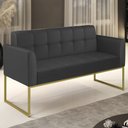 Ver imagem 2 de Sofá Namoradeira Base Industrial Dourado Ana Sintético Preto - Ibiza