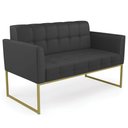 Ver imagem 1 de Sofá Namoradeira Base Industrial Dourado Ana Sintético Preto - Ibiza