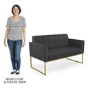 Ver imagem 5 de Sofá Namoradeira Base Industrial Dourado Ana Sintético Preto - Ibiza