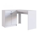 Ver imagem 2 de Escrivaninha em L 1 Gaveta 2 Portas 120cm Placa e Ponto Branca
