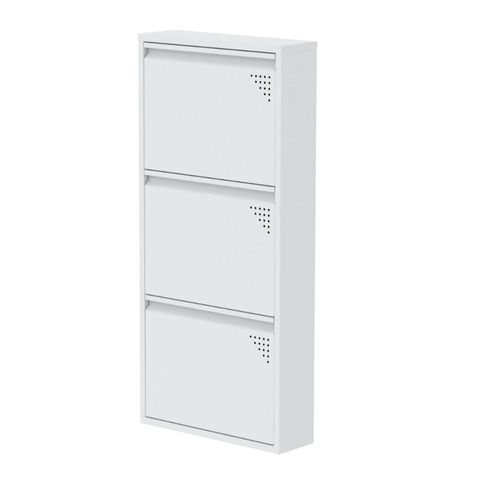 Sapateira de Aço 50 Cm com 3 Portas Plus com Abertura Simultânea na Cor Branca