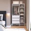 Ver imagem 1 de Módulo para Closet 3 Gavetas 5 Prateleiras 1 Cabideiro Branco Dormitório 100cm
