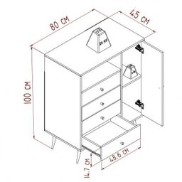 Cômoda 4 Gavetas 1 Porta Placa e Ponto - 4