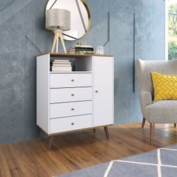 Cômoda 4 Gavetas 1 Porta Placa e Ponto - 1