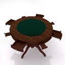 Ver imagem 1 de Conjunto Mesa de Jogos Carteado Bellagio Tampo Reversível e 4 Cadeiras Madeira Poker Base Estrela Ve