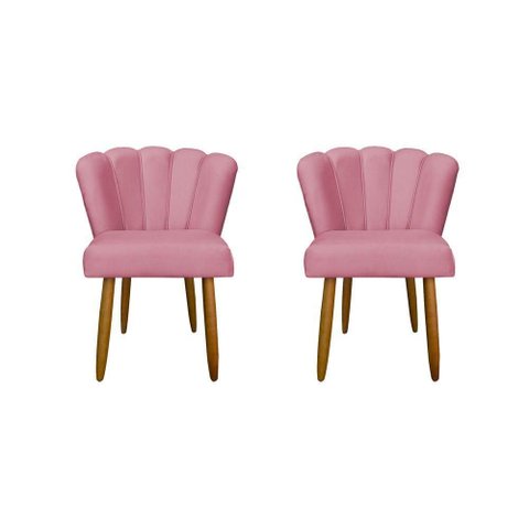 Kit 2 Cadeiras para Penteadeira Quarto Modelo Flor – Balaqui Rosa