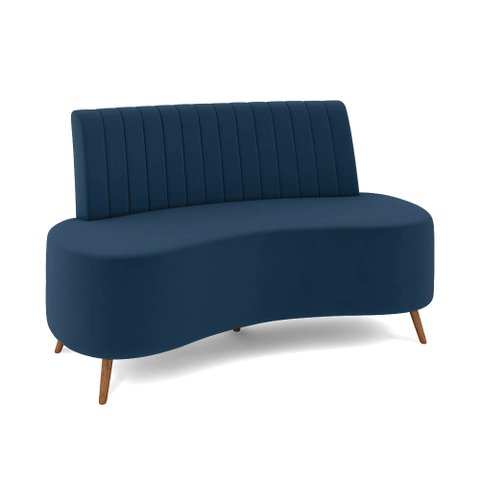 Sofá 2 Lugares Living 160cm Pé Palito Maraú Veludo Azul Marinho K01 - D'Rossi