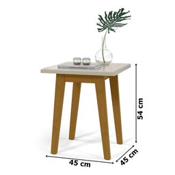 Mesa Lateral Apoio Decorativa Quadrada De Canto Pequena Sala De Estar Quarto Prism Off White - 3