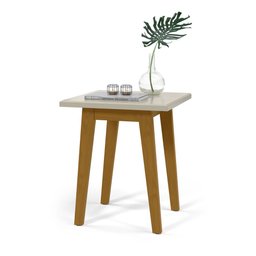 Mesa Lateral Apoio Decorativa Quadrada De Canto Pequena Sala De Estar Quarto Prism Off White - 1