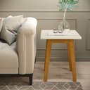 Ver imagem 2 de Mesa Lateral Apoio Decorativa Quadrada De Canto Pequena Sala De Estar Quarto Prism Off White