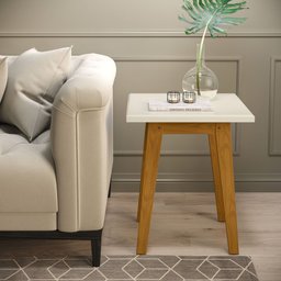 Mesa Lateral Apoio Decorativa Quadrada De Canto Pequena Sala De Estar Quarto Prism Off White - 2