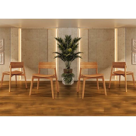 Conjunto Nature com 4 Cadeiras Rústico Claro Madeira Pinus