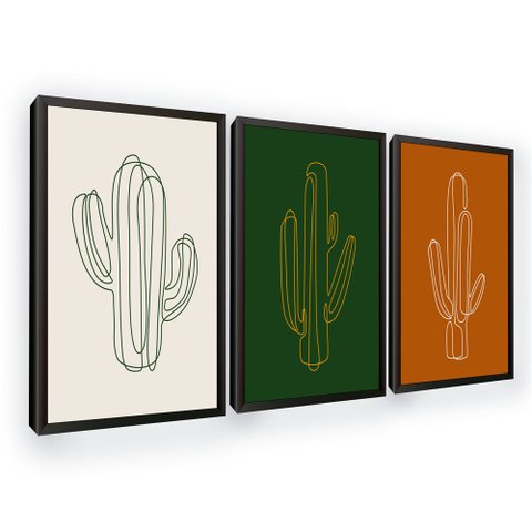 Quadros Decorativos Cactos com Moldura Sala Quarto