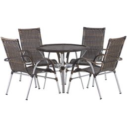 Kit 4 Cadeiras Vênus Alumínio e Mesa Tampo Tramado para Jardim Trama Original - 2