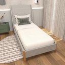Ver imagem 1 de Cama Solteiro com Cabeceira Tecido Veludo MDF Linho Aluminio Casa Lar Shop