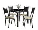 Ver imagem 1 de Conjunto Mesa de Jantar Tubular Malva Tampo de Vidro Quadrado 75cm com 4 Cadeiras 151 Sf Preto/Cedro