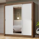Ver imagem 1 de Guarda-roupa Casal 3 Portas de Correr com Espelho Rustic/branco Nobre Madesa