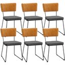 Ver imagem 1 de Kit 06 Cadeiras Decorativas Sala Jantar Allana L02 Couríssimo Whisky Linho Cinza Escuro - Lyam