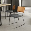 Ver imagem 2 de Kit 06 Cadeiras Decorativas Sala Jantar Allana L02 Couríssimo Whisky Linho Cinza Escuro - Lyam