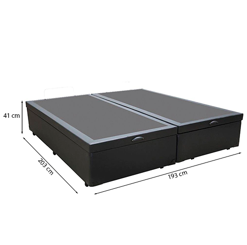 Cama Box Baú King 193 Tecido Sintético Preto Com Colchão Roma Bello Box 100% Espuma D45 Bege - 2