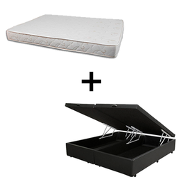 Cama Box Baú King 193 Tecido Sintético Preto Com Colchão Roma Bello Box 100% Espuma D45 Bege - 1