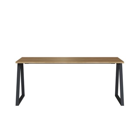 Mesa Escrivaninha Home Office Concept 160cm Industrial Artesano Nogal e Preto Marrom