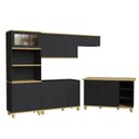 Ver imagem 2 de Kit Cozinha Completa 5 Peças 5 Gavetas Retrô MDF e Madeira Maciça 280cm Joy Yescasa Preto/Natural